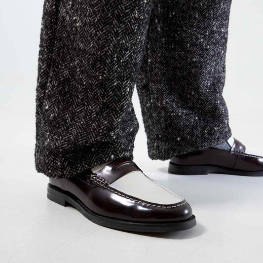 Richard Leather Loafer in Beige & Brown